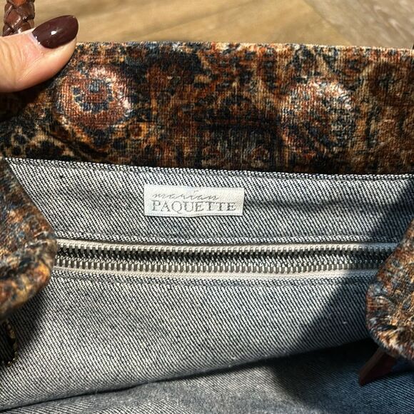 Marian Paquette Elizabeth Velvet Tote with Leather Handles - Picture 6 of 11